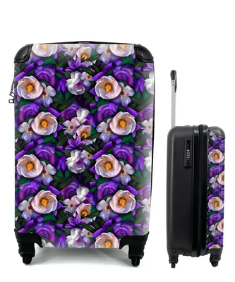 Produktbild von MuchoWow® Koffer Handgepäck Trolley Rollkoffer Kleine Reisekoffer mit 4 Rollen - Blumen - Lila - Anemone - Cabin Size < 55x40x23 cm & 55x40x20 cm - Fotokoffer - Kabinenkoffer - Boardgepäck - Reise-Box - Reisekoffer - Reisegepäck - Koffer mit Bild - Trolley für Kinder