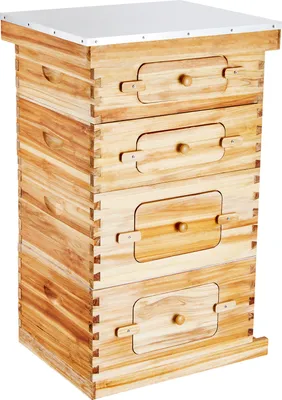 Zdjęcie produktu dla SucceBuy zestaw startowy 40 ramek, drewno cedrowe pokryte woskiem pszczelim, 2 ule głębokie + 2 ule średnie, ul Langstroth z przezroczystymi akrylowymi okienkami