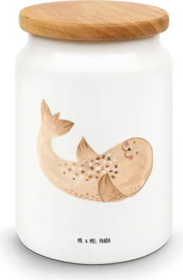 Produktbild von Mr. & Mrs. Panda Dose Robbe Liegen - Weiß - Geschenk, Strand, Vorratsdose, Frischhaltedose, Seehund, Meerestier, Robben, Nordsee, Ostsee, behälter, Lustige Sprüche