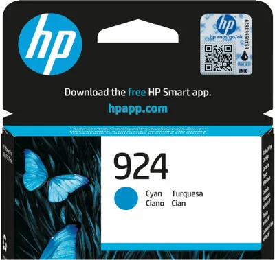 Produktbild von HP 924 Cyan Original Druckerpatrone, Standardertrag, Cyan, 1 Stück(e), 400 Seiten, Einzelpackung