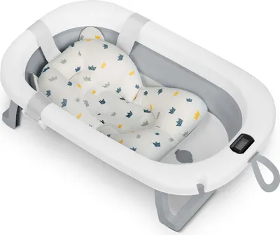 Immagine prodotto di Bagnetto pieghevole per neonati con termometro e inserto Ricokids RK-287 - variante bianca e grigia