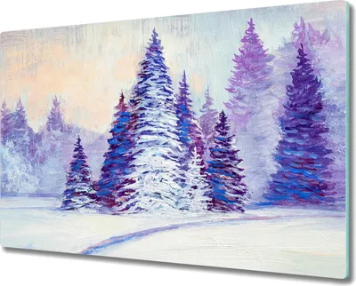 Produktbild von Coloray Schneidebrett Herdabdeckplatte 80x52 cm Kochplattenabdeckung Hackbrett Küchenbrett - Winter Schnee Wald