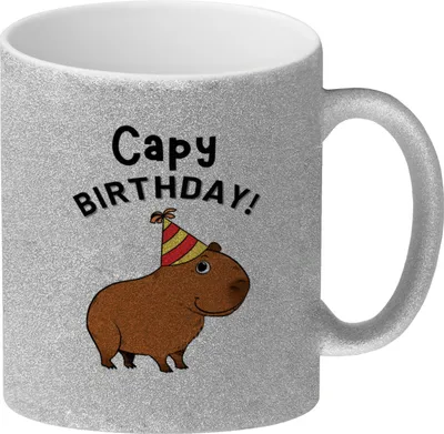 Produktbild von Capy Birthday Glitzer-Kaffeebecher mit niedlichem Capybara