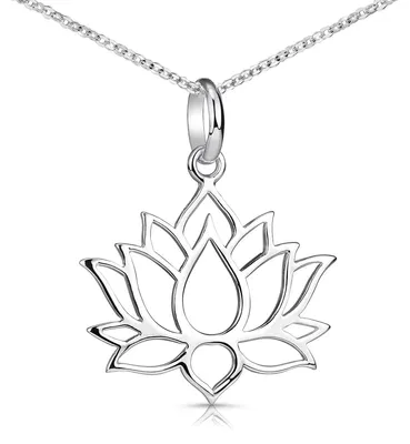 Image de MATERIA Fleur de lotus chaîne argent 925 - Pendentif fleur de lotus avec collier pour femme ou fille avec boîte cadeau KA-69-argent