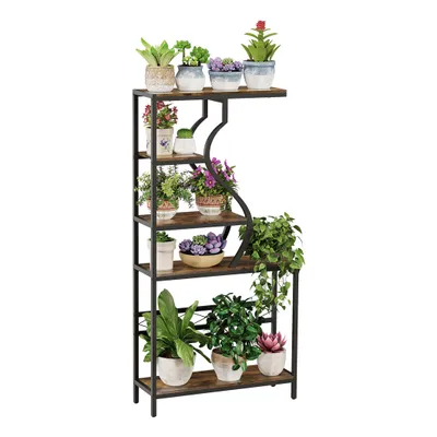 Produktbild von WISFOR Blumenständer, 2er Set Pflanzenregal mit 5 Ebenen, 180cm Hoch Pflanzenständer Bücherregal Küchenregal