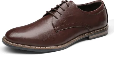 Produktbild von Herren Anzugschuhe Business Schnürhalbschuhe Derby Oxfords Hochzeit Schuhe, Farbe: Dunkelbraun, Größe: 44