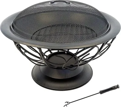 Produktbild von Feuerschale mit Funkenschutz Metall Schwarz Rund