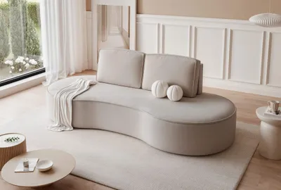 Produktbild von Sofa Designersofa ARLET 3-Sitzer in Stoff Riviera Hellbeige