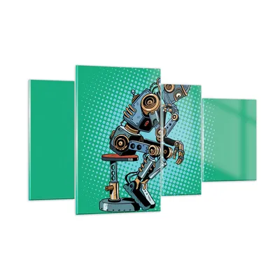 Produktbild von Bilder auf glas - Roboter Illustration Karikatur Comic - 120x70cm - Glasbilder - Wandbilder - Kunstdruck - Wanddekoration aus Glas - Glas Bilder - Wandbild auf Glas - GDL120x70-3194