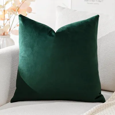 Productafbeelding van Fluwelen kussenhoes, decoratieve kussens, sofa kussens, lendenkussen, decoratief kussenhoes, sofa, slaapkamer, 45 x 45 cm, donkergroen