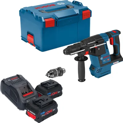 Image de Bosch GBH 18V-26 F Professional Marteau perforateur sans fil 18 V 2,6 J SDS plus Brushless + 2x batterie ProCORE 8,0 Ah + chargeur + L-Boxx