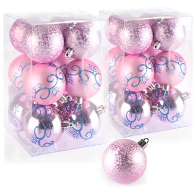 Produktbild von com-four® 24x Weihnachtskugeln, Christbaumkugeln 6 cm - bruchsicher aus Kunststoff für Weihnachten, Baumschmuck für den Christbaum mit Anhänger