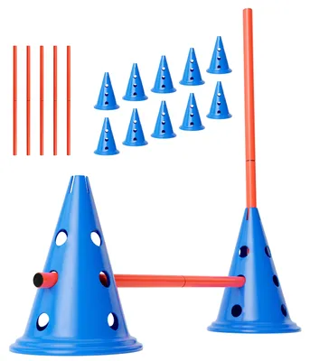 Behendigkeitsset: 10 Kegel & 5 Stangen, Hundetraining
