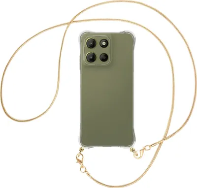 Produktbild von Handykette Backcover-Schutzhülle mit Band (Metall goldfarben) für Motorola Moto G15 - goldfarbene Snake-Kette