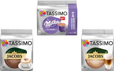 Produktbild von Tassimo Cream Collection 3 Sorten Latte Macchiato Milka Cappuccino 26 Getränke