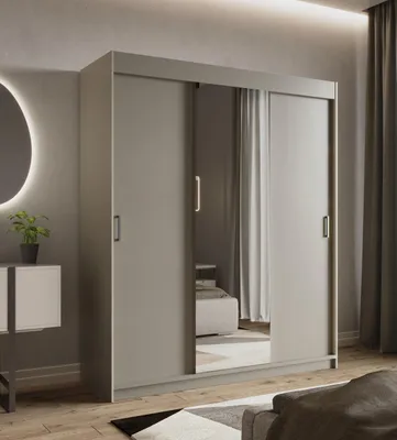 Zdjęcie produktu dla Nowość, szafa przesuwna 180cm KASZMIR3 - w komplecie z półkami, drążkiem, nowy, prosty poziom elegancji