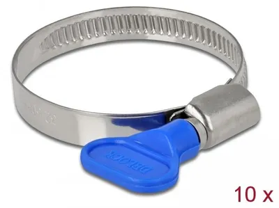 Immagine prodotto di DELOCK Schlauchschelle, Flügelmutter 32-50mm 10 Stk. blau