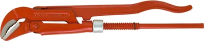 Produktbild von Eckrohrzange 1 1/2 Zoll, 45° abgewinkeltes Zangenmaul, aus geschmiedetem Chrom-Vanadium-Stahl