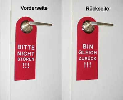 Produktbild von GKA Türhänger aus Filz Türschild Dekoschild Filzschild Filzhänger beidseitig bedruckt Vorderseite: Bitte nicht stören Rückseite: Bin gleich zurück rot für Hotel Pension Firma Büro privat Praxis Verein