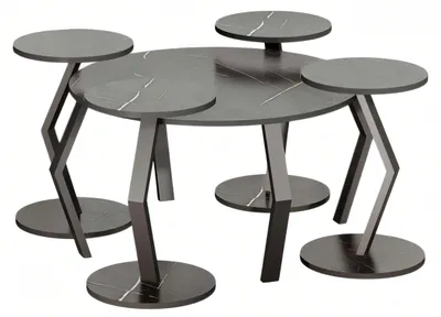 Image de Eleganter schwarzer Holz-Couchtisch mit Beistelltischen im modernen