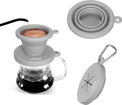 Produktbild von Famanu Kaffeefilter Tragbarer, faltbarer Silikon Kaffeefilterhalter - Grau
