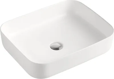 Zdjęcie produktu dla Beitz & Walz AqvaCeramica – umywalka nablatowa „SlimRim” bez nadlewki, 500 x 385 mm, matowa biel