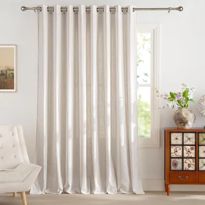 Immagine prodotto di Tenda in lino semitrasparente con passanti, 300 x 245 cm, bianca, ideale per soggiorno e camera da letto