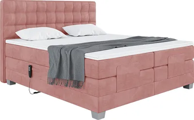 Produktbild von MEBLINI Boxspringbett Elektrisch Verstellbar - Gepolstert Doppelbett mit Matratzen und Toppers - Polsterbett - Bett mit Kopfteil - EDISON - 140x200 - H3/Rosa Samt