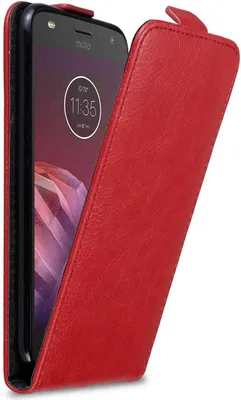 Produktbild von Cadorabo Hülle für Motorola MOTO Z2 PLAY / Z2 FORCE Schutz Hülle in Rot Flip Etui Handyhülle Case Cover