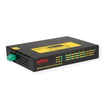 Produktbild von ROLINE Industrie Gigabit Switch, 5x RJ-45 + 1x SFP