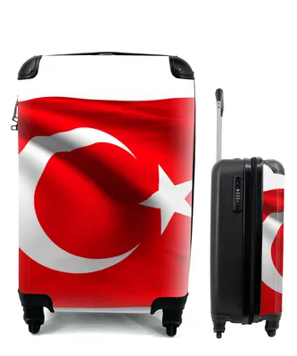 Produktbild von MuchoWow® Koffer Handgepäck Trolley Rollkoffer Kleine Reisekoffer mit 4 Rollen - Flagge der Türkei auf weißem Hintergrund - Cabin Size < 55x40x23 cm & 55x40x20 cm - Fotokoffer - Kabinenkoffer - Boardgepäck - Reise-Box - Reisekoffer - Reisegepäck - Koffer mit Bild - Trolley für Kinder