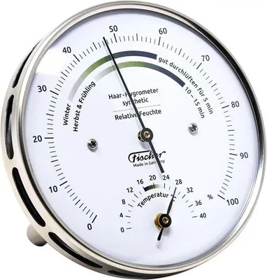 Produktbild von Hygrometer Thermometer - Edelstahl, 0-100% Luftfeuchtigkeit, 0 bis +70°C