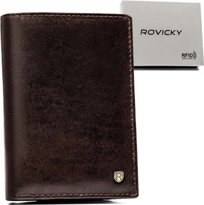 Obrázok produktu pre Rovicky | Veľká peňaženka z prírodnej kože, pre mužov, tmavohnedá, 9,5x13 cm