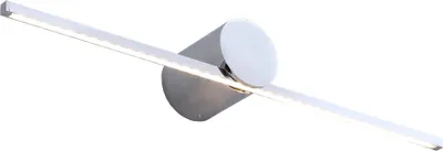 Image de Applique murale LED moderne chromée 6 W, blanc chaud, 800 lm, métal, dimensions : 5,5 x 40 x 7,2 cm, IP44, Light Prestige
