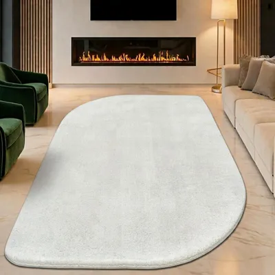 Immagine prodotto di Tappeto Shape dalla moderna forma irregolare, soffice e morbido, color crema, dimensioni: 160 x 220 cm
