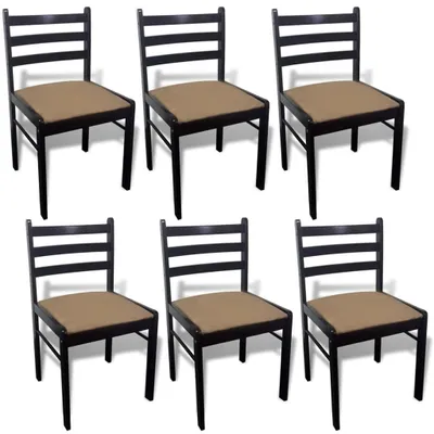 Produktbild von Esszimmerstühle 6 Stk. Braun Massivholz und Samt