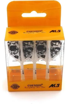 Productafbeelding van Geïntegreerde dartpijlen en flights, wit, schedelmotief, set van 3, 74 mm