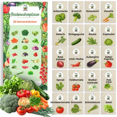 Produktbild von Green Harvest Gemüsesamen Set, 20 Sorten, 20 Beutel, Saatgut für Garten