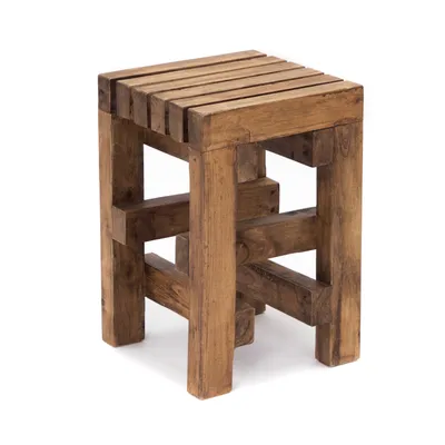 Produktbild von HOLZ HOCKER "TETRIS" | Mahagoni Holz, 45 cm | Blumenhocker