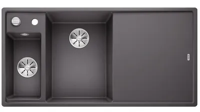 Image de BLANCO AXIA III 6 S, SILGRANIT® PuraDur®, gris roche, bassin gauche, avec planche à découper en verre
