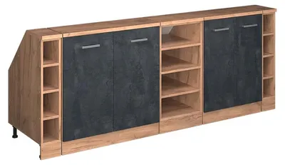 Produktbild von Küchenschrank für Dachschrägen Vicco R-Line Schwarz Beton 210 cm 5er Set Schrankkorpuss 60 cm Tiefe, Model 60028