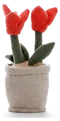 Produktbild von Fensterstopper Tulpen im Topf – Türstopper 500g mit Sandfüllung – Fensterhalter & Türpuffer, Höhe 20cm, Rot/Beige