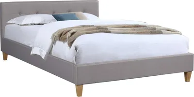 Produktbild von Polsterbett ADELE Bett mit Stoff in grau 140x200 cm Doppelbett Jugendbett inklusive Lattenrost, Stoffbezug