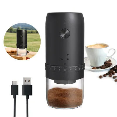 Produktbild von XUDO Elektrische Kaffeemühle mit Akku Keramikmahlwerk Mahlgrad einstellbar USB-C