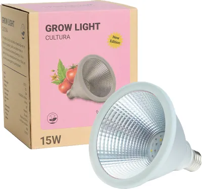 Produktbild von Venso EcoSolutions LED Pflanzenlampe Vollspektrum Cultura LED Lampe E27 15W 60°, Wachstumslampe für Pflanzen wie Kräuter-, Gemüse- und Blühpflanzen, Parus Pflanzenlampe LED Vollspektrum Pflanzenlicht