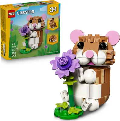 Produktbild von LEGO Creator 3-in-1-Set Niedlicher Hamster mit Blume - Kinderspielzeug mit Tierfigur - Hamster Konstruktionsspielzeug - MINT Spielzeug mit 3 Bauoptionen - Geschenk für Jungen und Mädchen - 31376