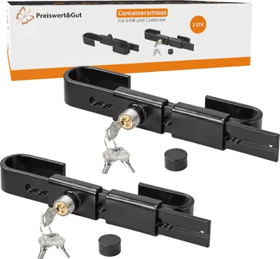 Produktbild von 2x Frachtcontainer-Schloss inkl. 2 Schlüssel verstellbar von 22 bis 43 cm Containerschloss und Diebstahlschutz für LKW
