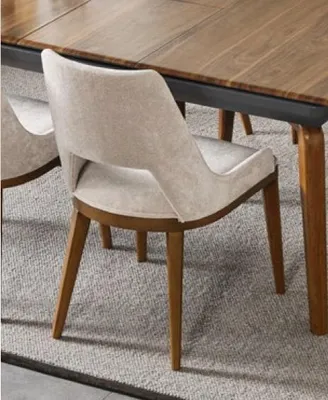Immagine prodotto di Sedia da pranzo Sedia da cucina Poltrona Legno Tessuto Moderno Beige