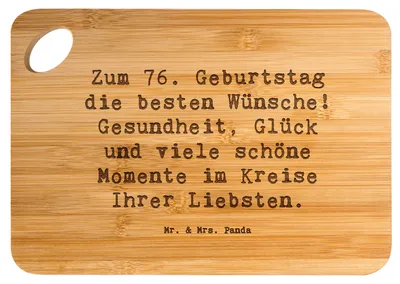 Produktbild von Mr. & Mrs. Panda Holzbrett Spruch 76. Geburtstag - Transparent - Geschenk, Hackbrett, holzschneidebrett, Familie, Liebe, Jubiläum, Alter, Happy Birthday, Schneidebrett