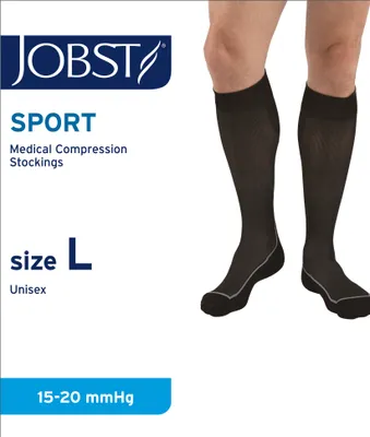 Produktbild von JOBST Sport Laufstrümpfe - Sportkompression für Damen und Herren - hilft, die Durchblutung zu verbessern - weich, leicht und atmungsaktiv, Cool Black